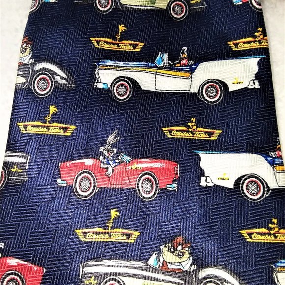 Looney Tunes Navy Blue Vintage 1999 Silk Necktie - Picture 3 of 6